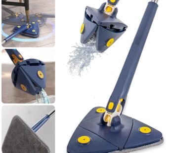 11133 Premium 360° Rotatable Adjustable Triangle Cleaning Mop with Stainless Steel Long Handle Push-Pull Squeezing Cleaning Mop Dry & Wet Mop Floor Windows Ceiling