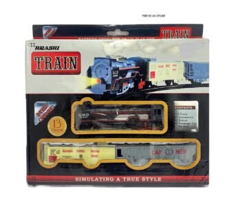 20085 Battery Operated Train Set with 10 Tracks, Locomotive, Boxcar, Passenger Car, 13 Pieces Railway Play Set, 25 x 20 cm