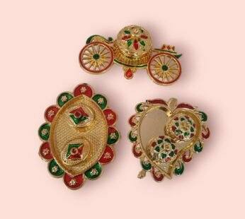 11348 Haldi Kumkum Holder Platter for Diwali, Diwali Gift and Other Festival {Random Design}