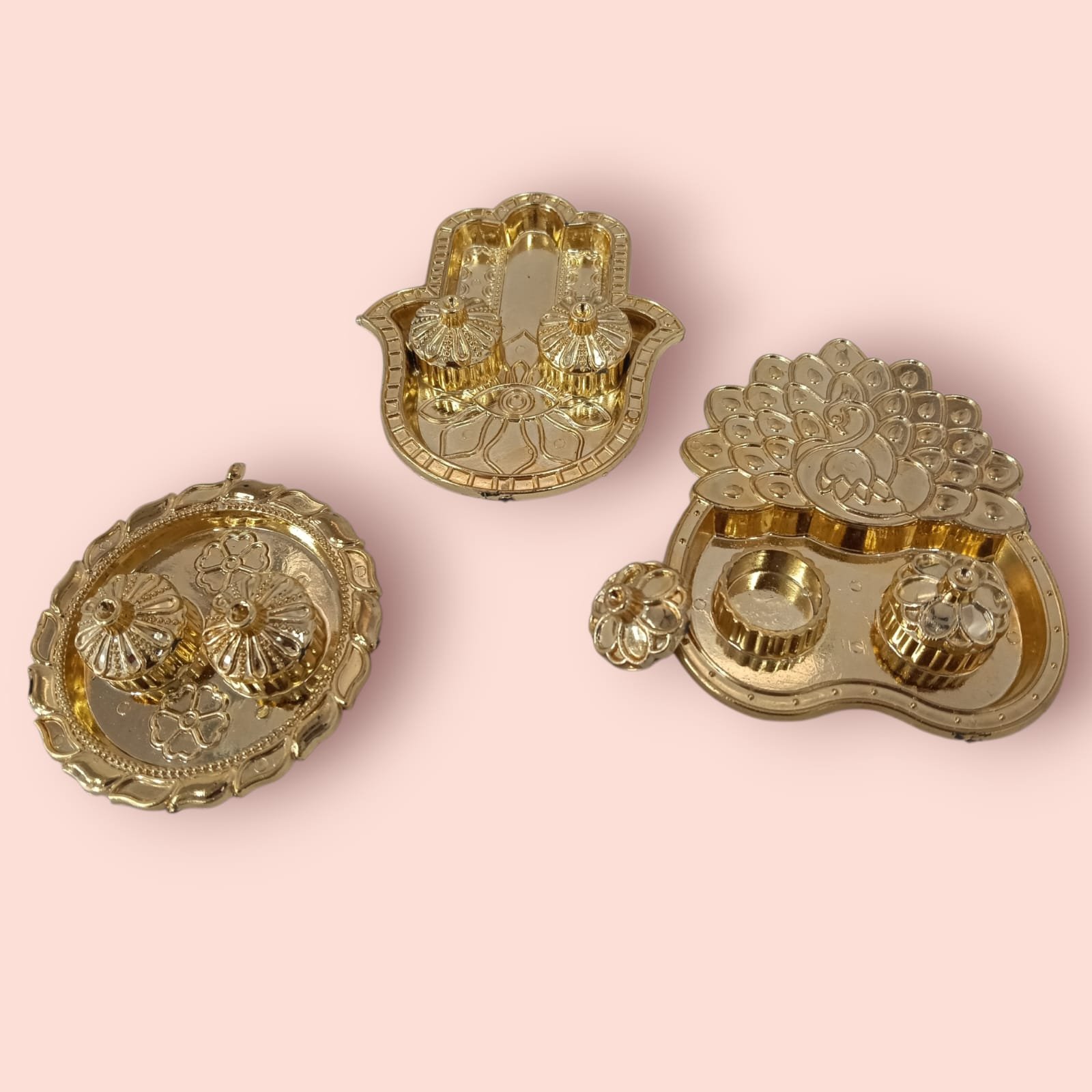 11349 Haldi Kumkum Silver Holder for Festival Items {Random Design} - Image 3