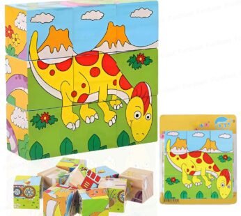 10764  3D Puzzle Wooden Cube Block 6 Face 9 Pieces with Storage Tray Kids 3+ Years