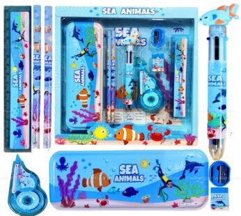 8462 Stationery Kit with Pencil Pen Eraser Sharpener and Pencil Box for Boys and Girls, Birthday Gift for Kids (Multicolor)