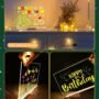 1515-1 LED Note Board with Colors, Light Up Acrylic Message Board, with 7 Pens Size=15*15 Cm
