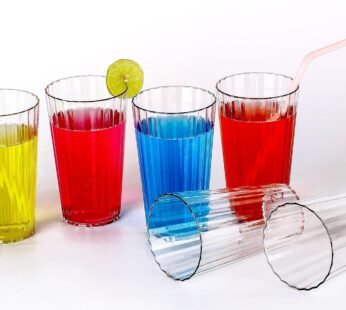 10334 Propel Line Design Plastic Water Glass Perfect for Home, Restaurants and Parties Set of 6 pcs
