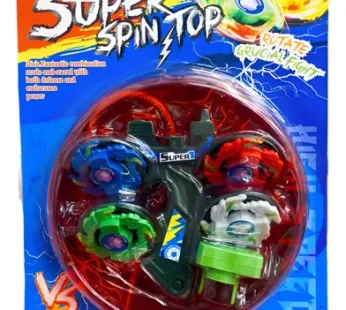 628-2 Super Top Spinning Battle Set for Kids | 4 Spin Tops + Launcher