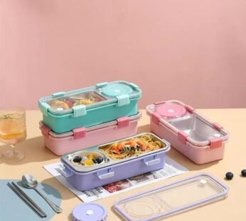 7106 Lunch Box Kids Stainless Steel Lunch Box with 2 Compartment 2 Containers Lunch Box (600 ml, Thermoware)
