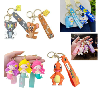3041 (12pcs) ramdom cartoon Keychain For Girls