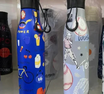 GBT-8377 Football Theme Stainless Steel Water Bottle for Boys, Water Bottle for Kids, & Adults.  (750ml)