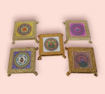 11353 Floral Designs Big Plastic chowki Pooja Decoration Best Gift for Diwali, Festivals {Random Design}