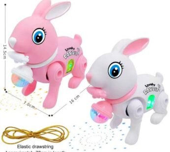 776-10 Walking Rabbit Figure Cute Pet Electronic Toy with Light and Sound, Eye Catching Moves – Bouncing Action Battery Operated Toy