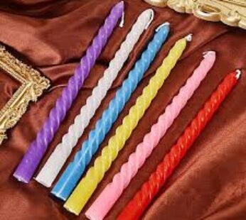 1472 ( 2 pcs ) Random Color Spiral Candle 25 cm