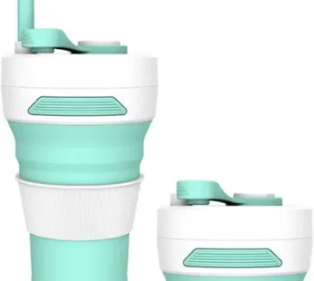 9062 Silicone Collapsible Travel Cup Convenient Travel Coffee – Silicone Folding Camping Cup with Lids – Expandable Drinking Cup Set