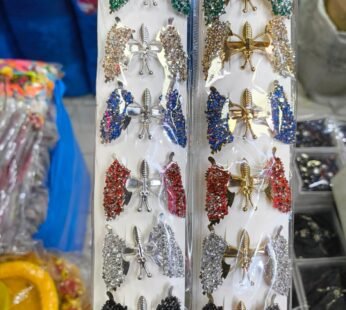 10531 {12 Pcs} Butterfly Hair Clips with Rhinestone For Girls & Women