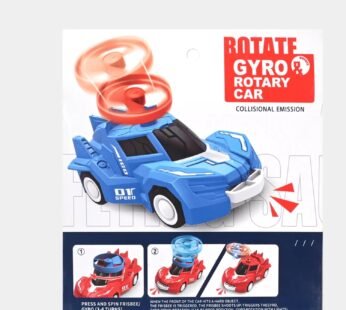 987B-28 Speed Friction Powered Rotary Gyro Car with Flying Disc Shooter – Pull Back & Launch Toy Car for Kids